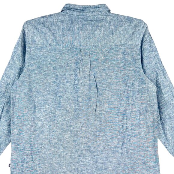 Gap Women Linen Blend Button Down Blue Chambray Shirt Size Large Long Sleeve NWT - Picture 7 of 11